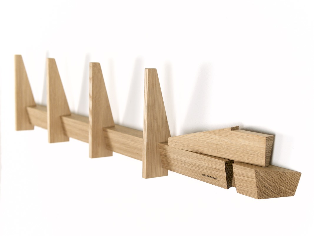 Simple coat racks made in oak wood from Hjuler.Design Danish modern